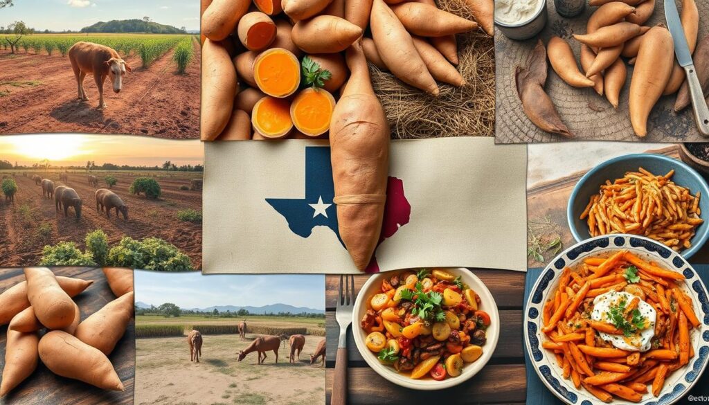 how far did sweet potatoes travel to texas